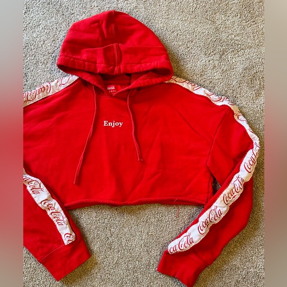 Vintage PacSun x Coca-Cola Cropped Hoodie - Size Small - Picture 3 of 6